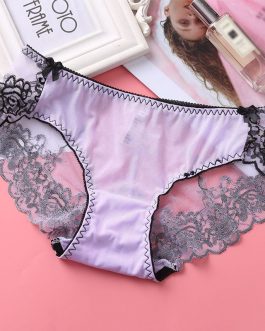 Embroidery Low-Waist Crotch Lace Brief