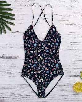 Backless Floral Print Swimwear