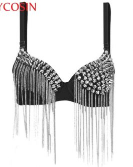 Spike Rivet Tassels Metallic Punk Bra